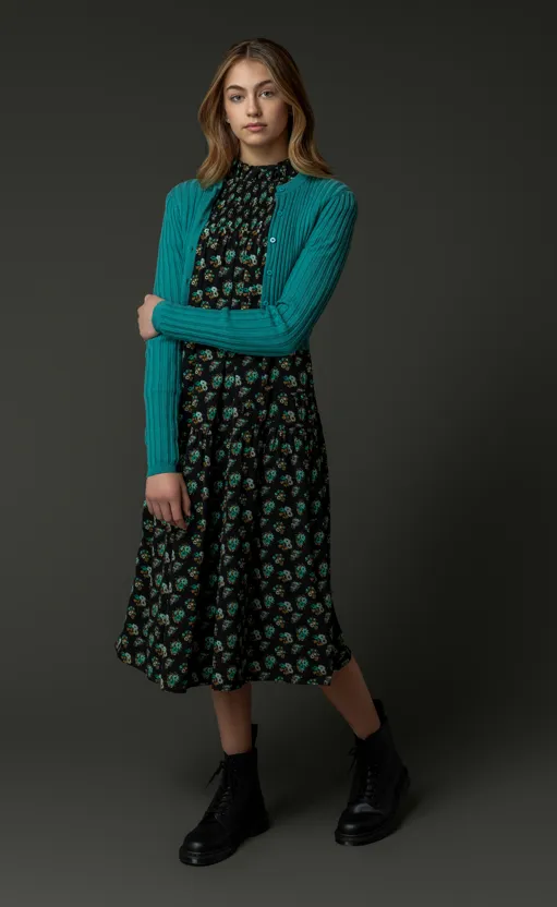 Zaikamoya Ribbed Cardigan in Moss Color