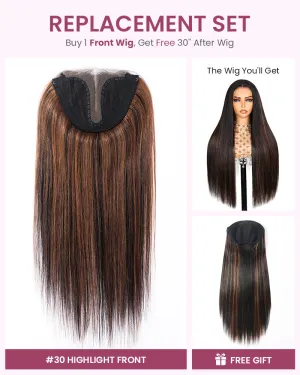 ZIP & Mix-All Wigs | #30 Highlight 6-Inch Deep Lace Straight/Body Wave Replaceable Front Wigs With Free 30 Inch After Wigs